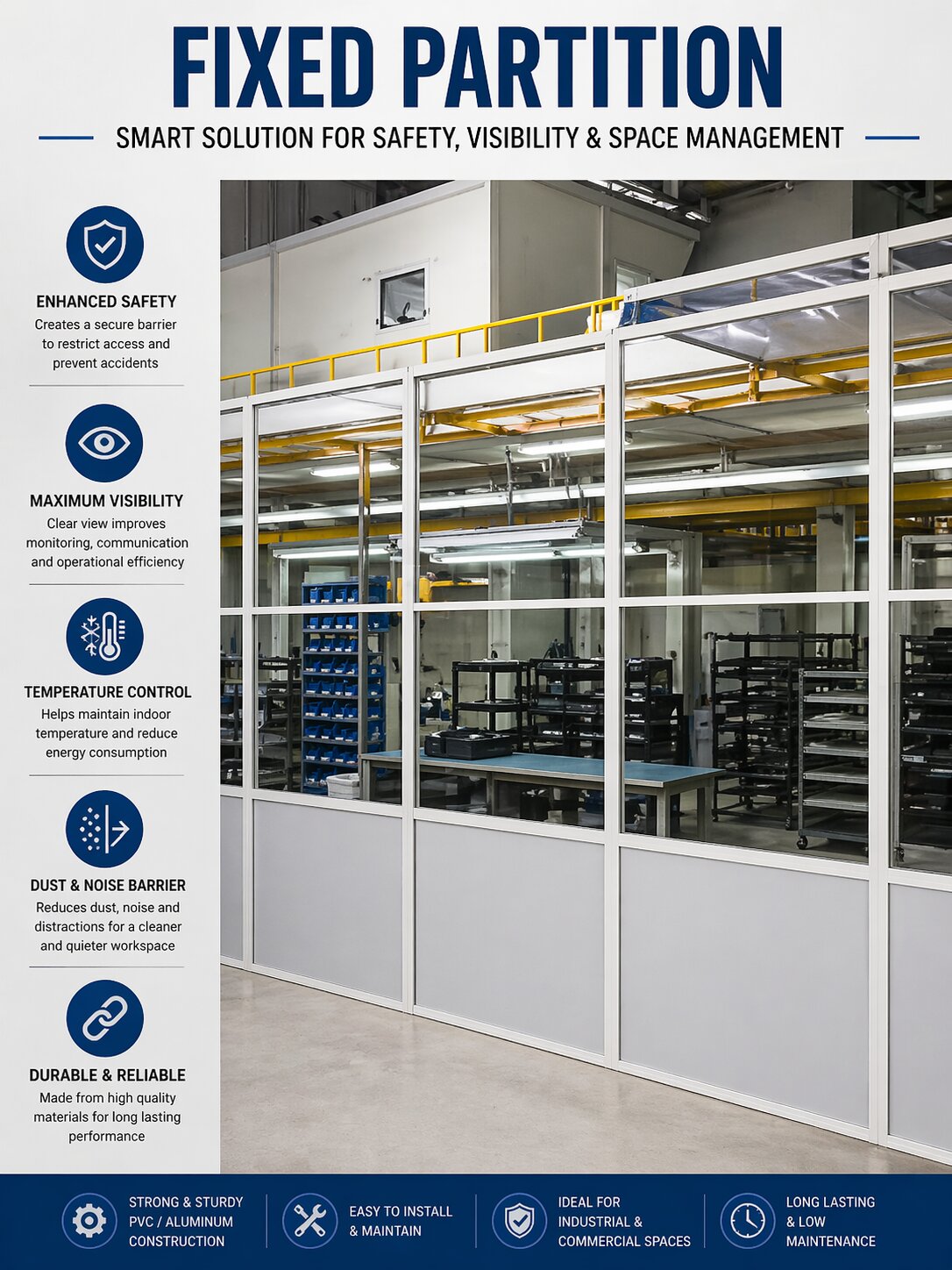 Fixed industrial partition